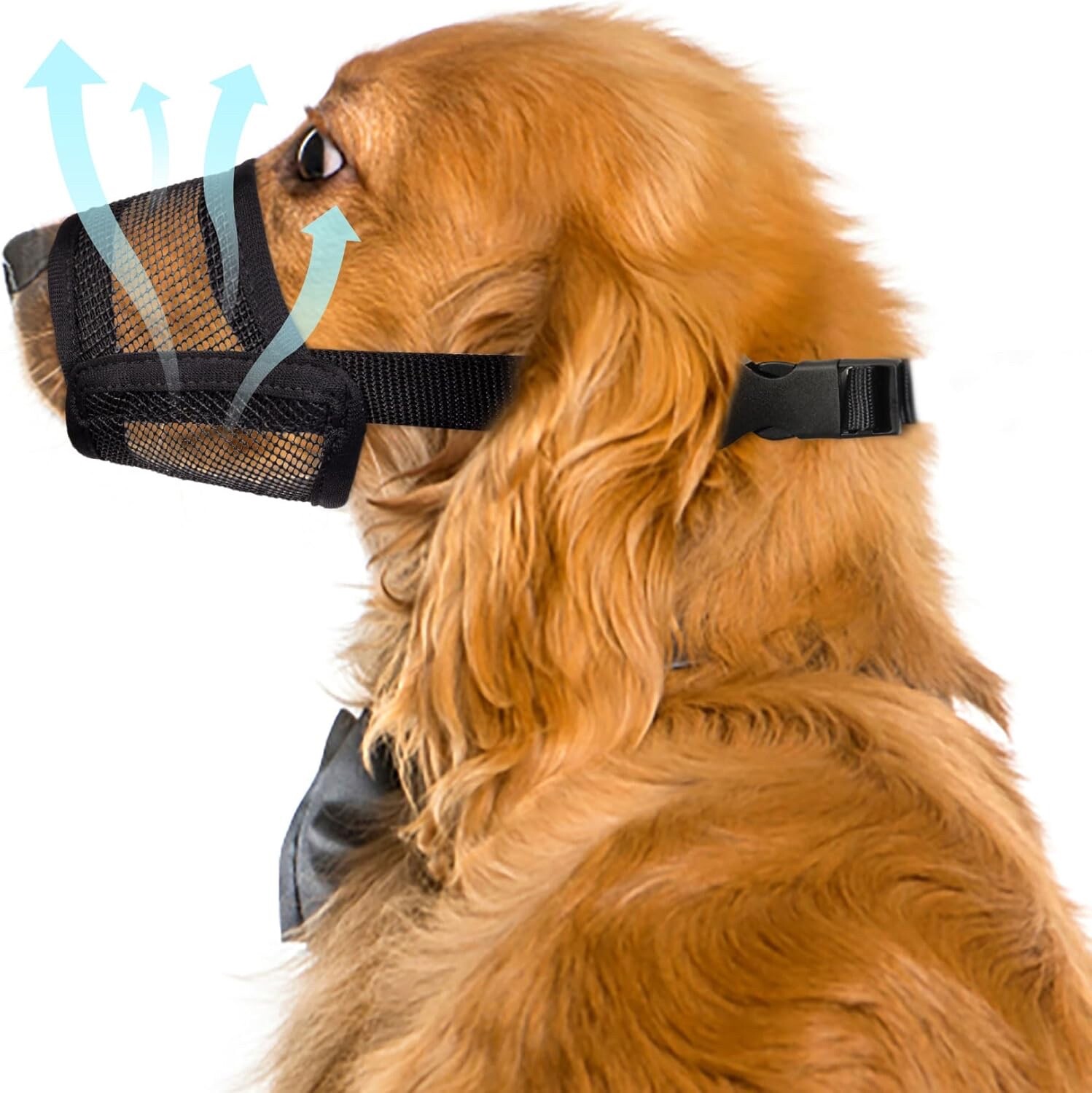 Flintstone Dog Muzzle for Large Dogs – Soft Air Mesh Muzzle for Large Sized Dog