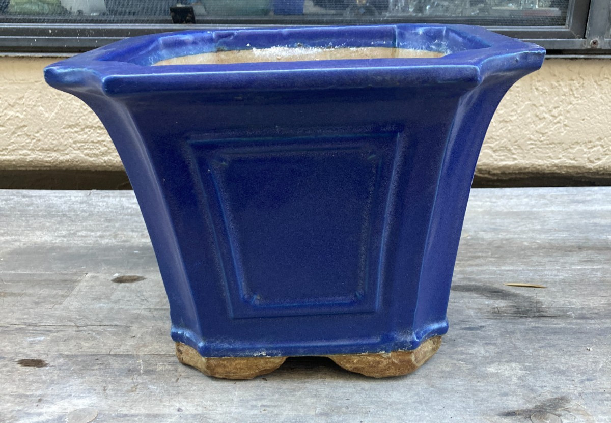 Vintage Chinese Planter Cobalt Blue Glaze