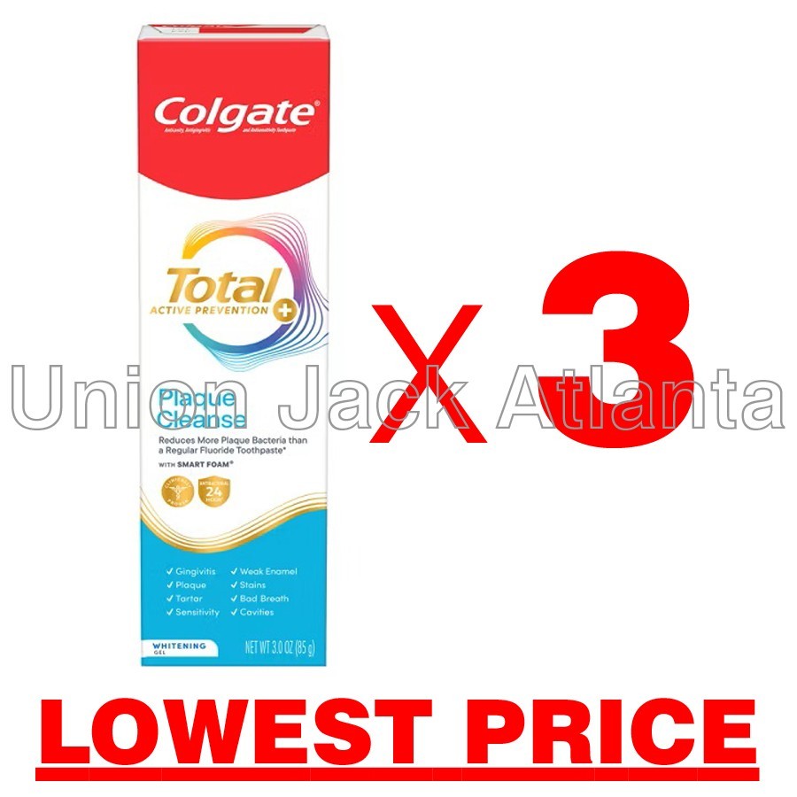 Colgate Total Active Prevention Plaque Cleanse (3.0oz x 3 tubes) exp 03/2028