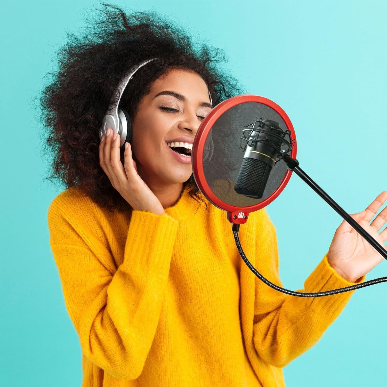 Deco Gear Universal Double Layer Pop Filter Microphone Wind Screen with Clip