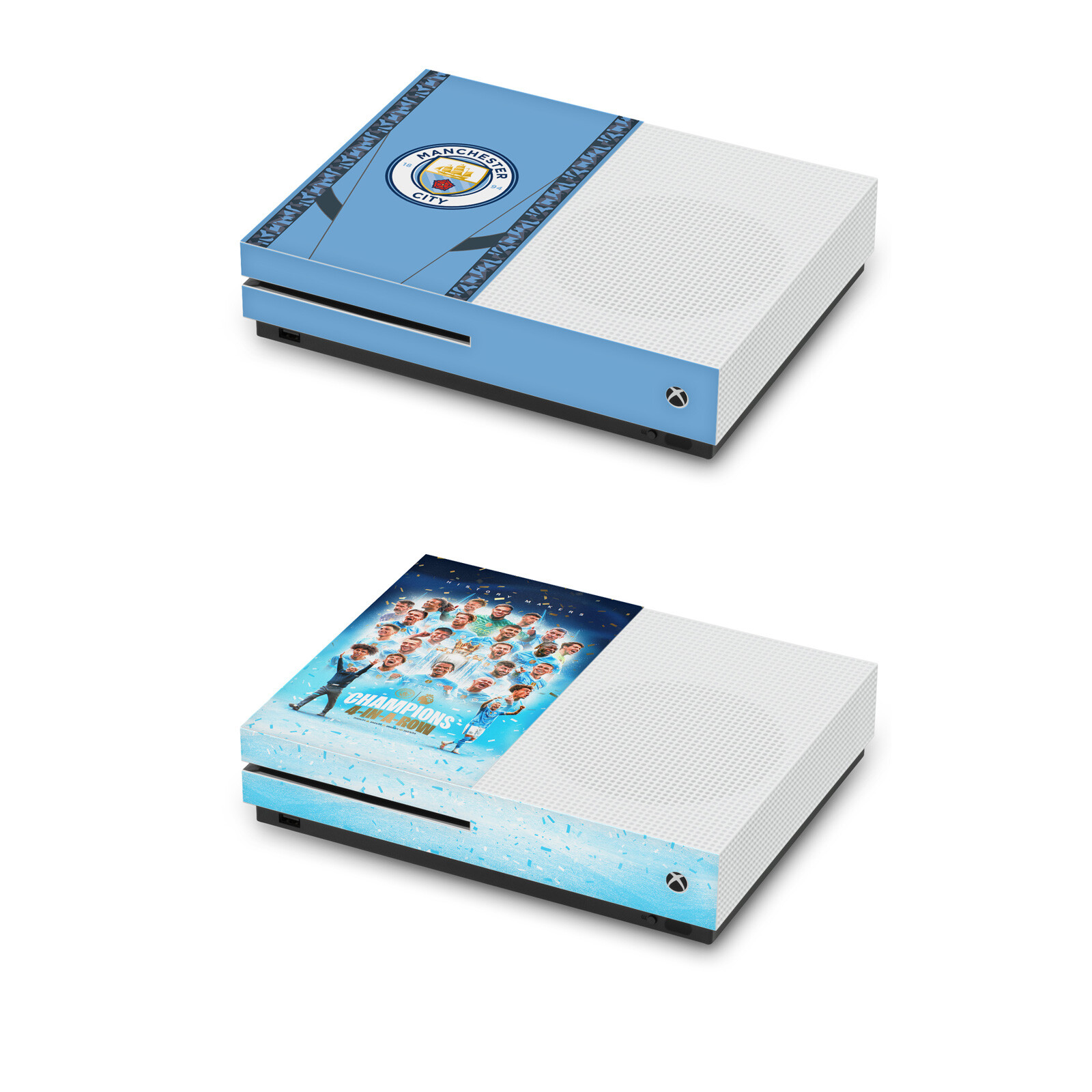 MANCHESTER CITY MAN CITY FC 2024 CHAMPIONS VINYL SKIN FOR XBOX ONE S CONSOLE