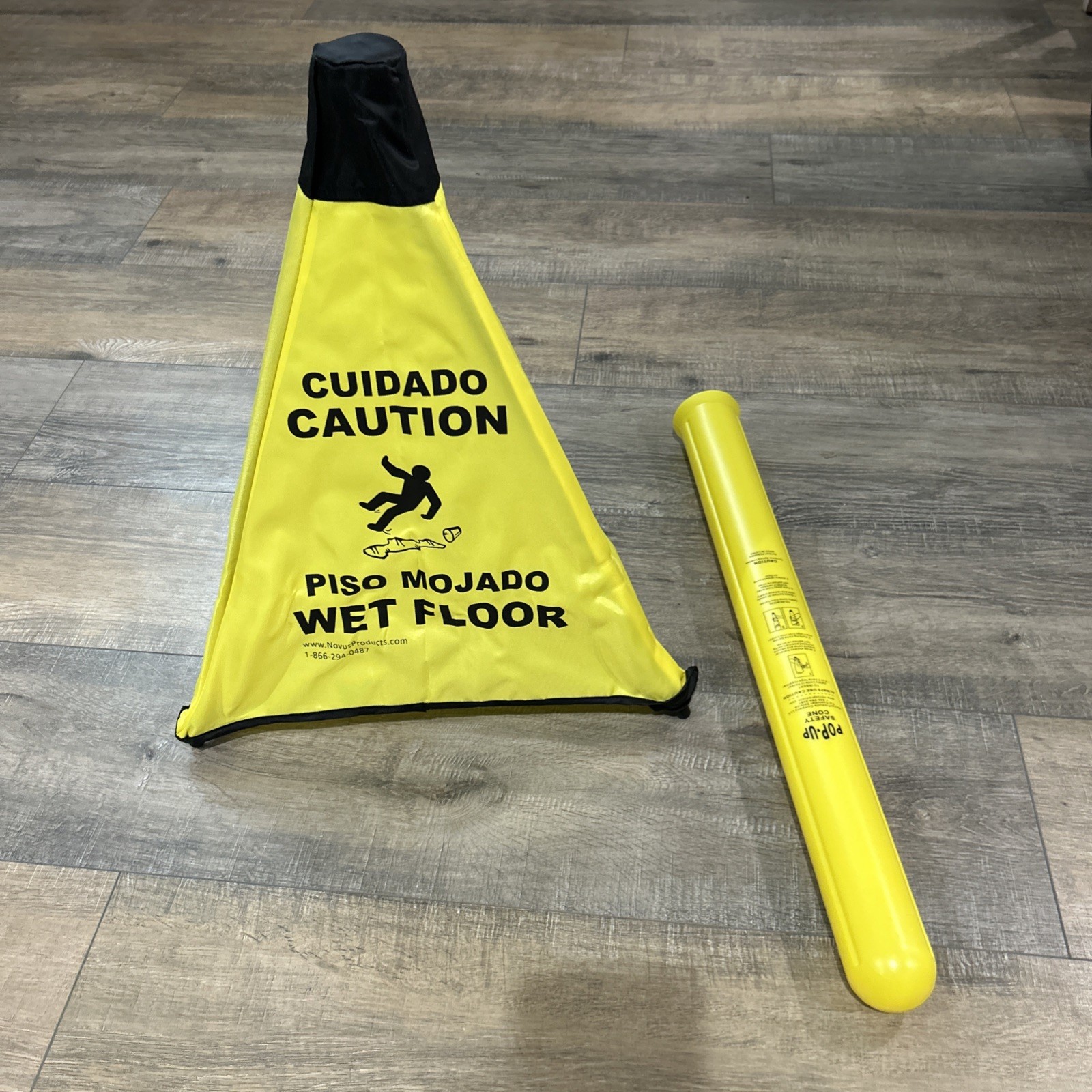 COMMERCIAL PRODUCTS Pop Up Safety Cone Yellow Wall Mount Included