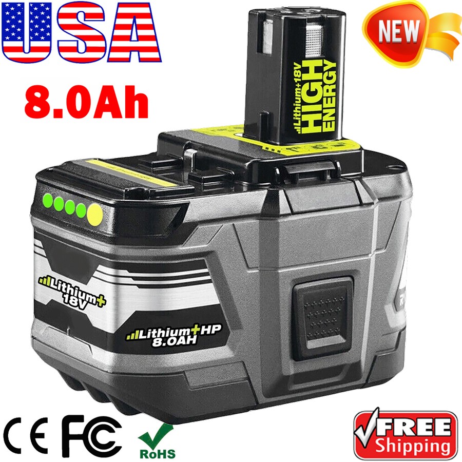 One+ Plus High Capacity Battery 18 Volt Lithium-Ion New 8.0AH For RYOBI P108 18V
