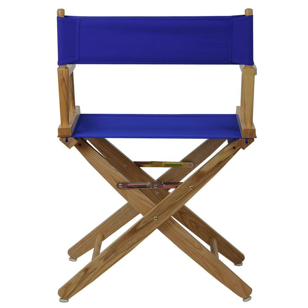 18 In. Seat Height Extra-Wide Natural Frame/Royal Blue Canvas New, Solid Wood Fo