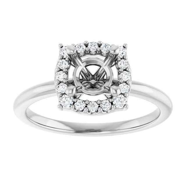 925 Sterling Silver Semi Mount Ring Setting Round 7mm Natural Zircon