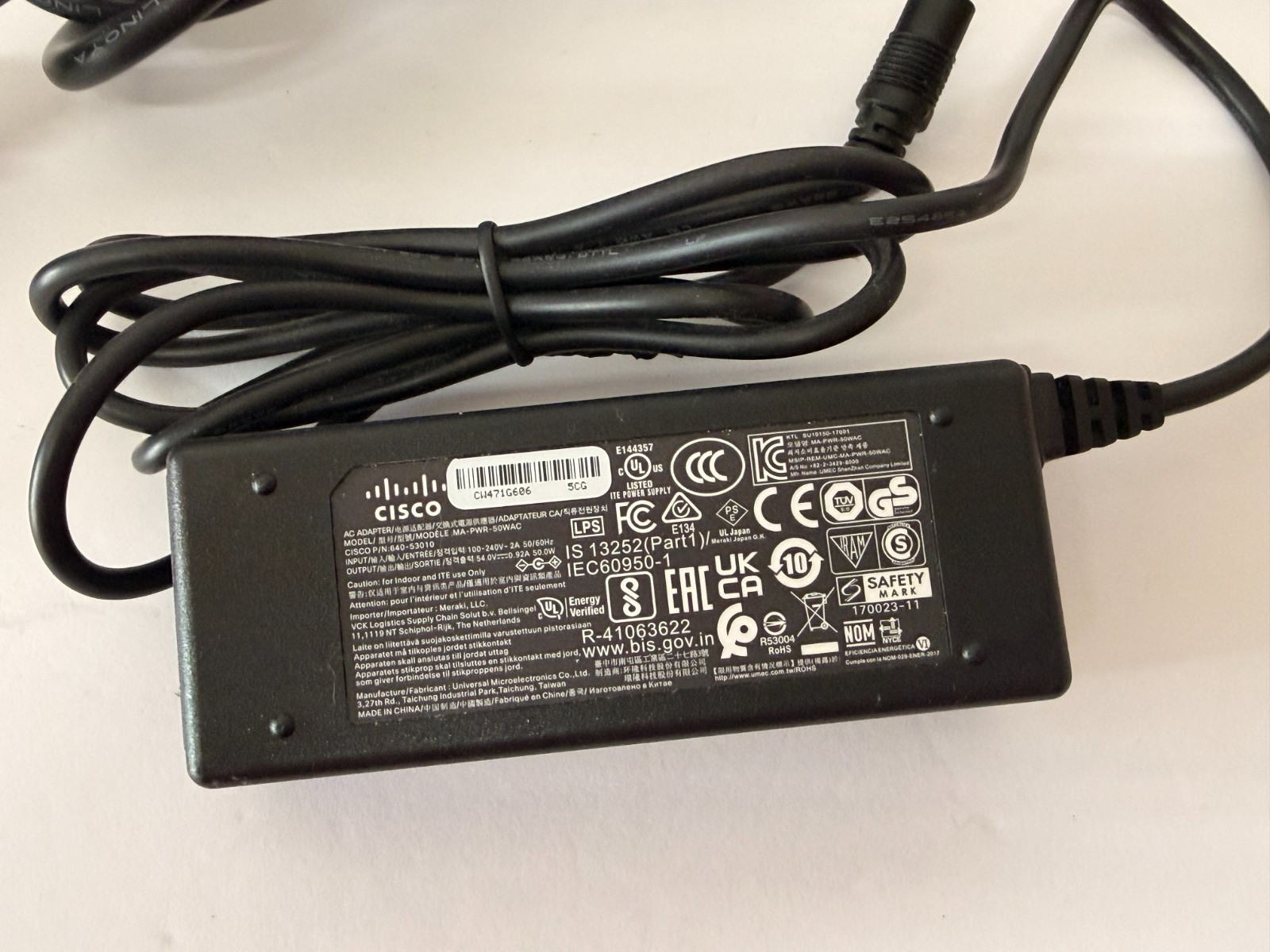 Genuine Cisco Meraki Z3 / Z3 MA-PWR-50WAC 50W AC Adapter – Original Power Supply