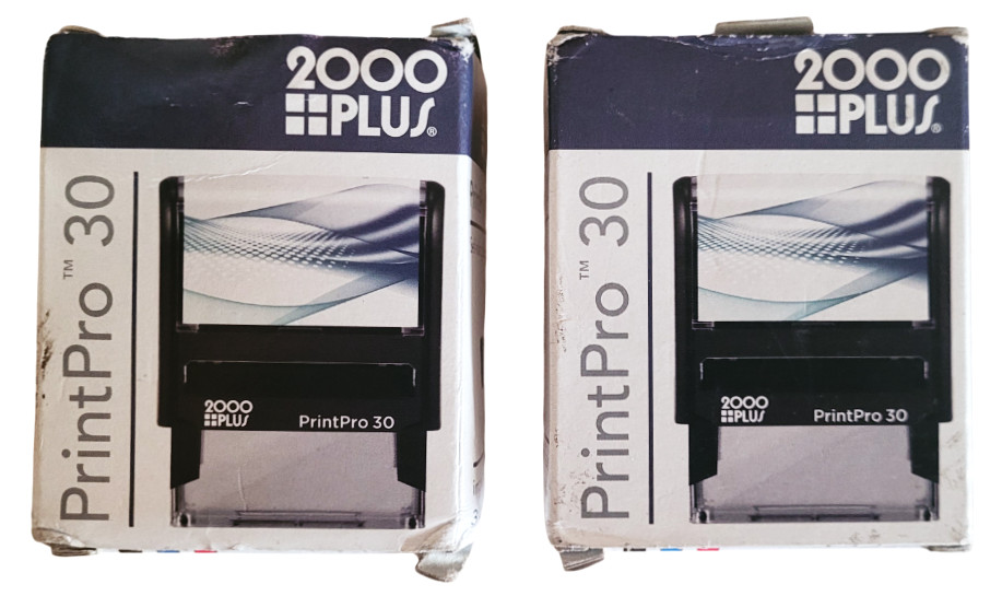 2000 Plus PrintPro 30 Black Self Inking 3/4"x1-7/8" With Deformed Box Lot of 2