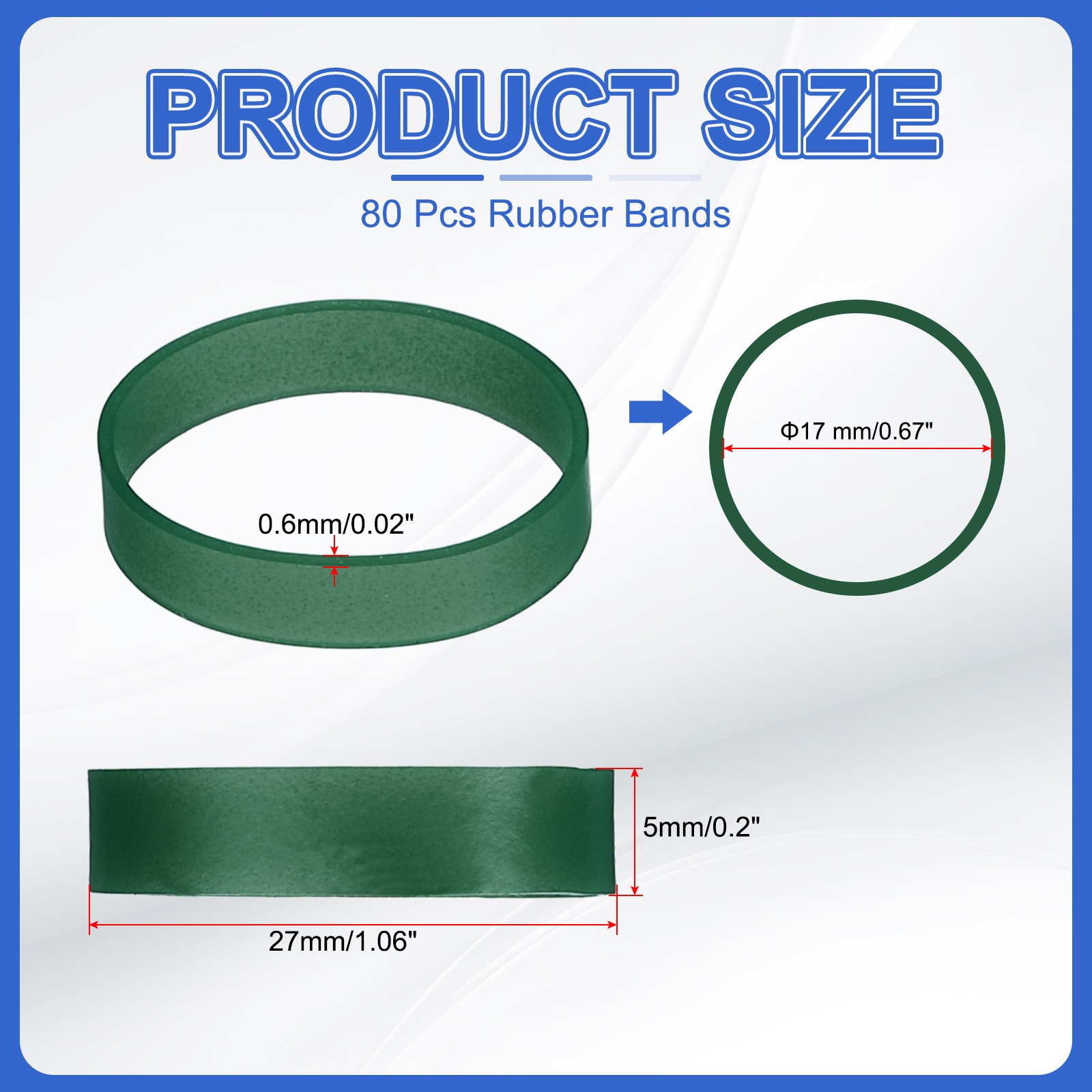 80 Pcs Silicone Bands Cable Ties 1.1", Flat Rubber Elastic Band, Dark Green