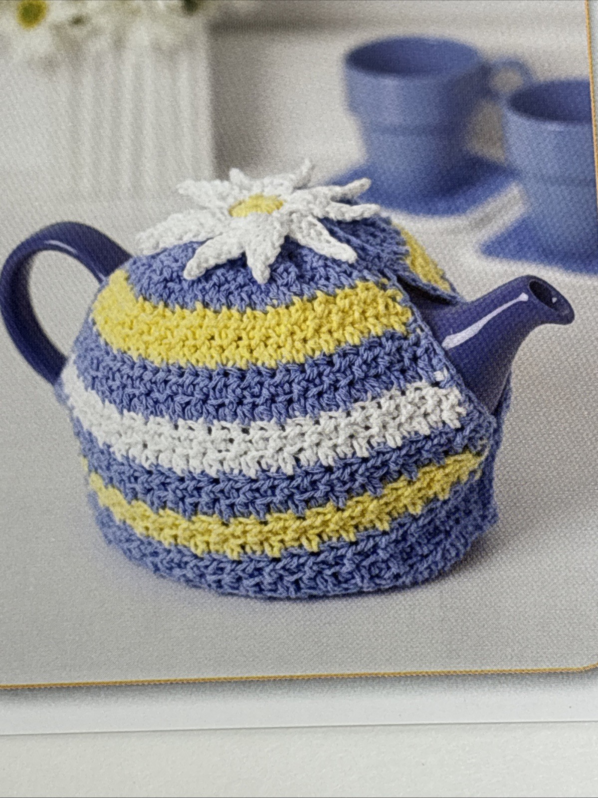 Daisy Motif Tea Cozy Crochet Pattern Cards Pages