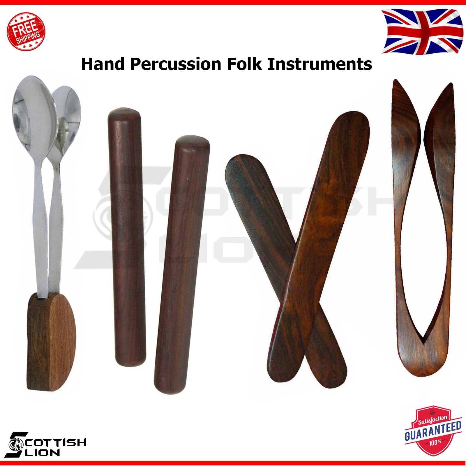 HAND PERCUSSION INSTRUMENTS FOLK MUSICAL IRISH CELTIC TRADITIONAL SPOONS WOODEN