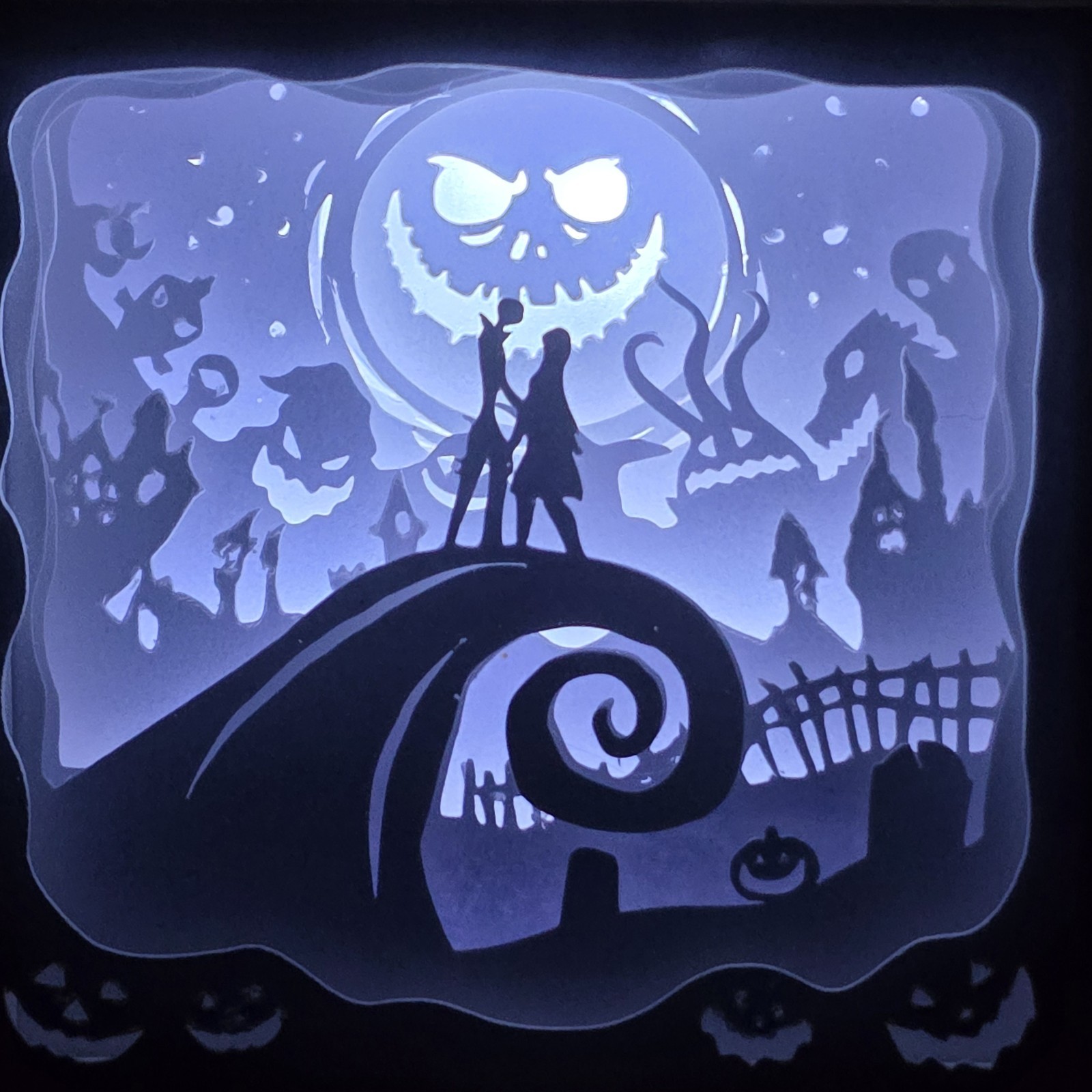 Nightmare Before Christmas Paper Cut Light Box Handcrafted Nightlight Decor Jack