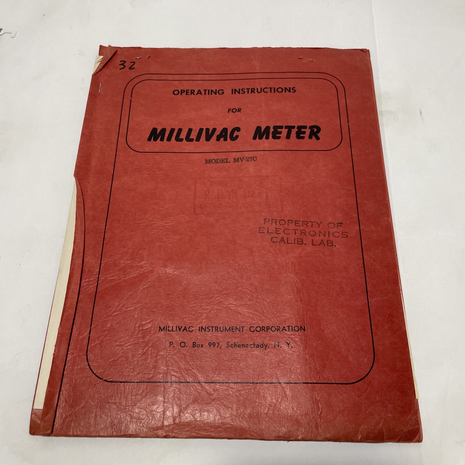 Millivac Type MV-27C Sensitive DC-VTVM Operating Instructions
