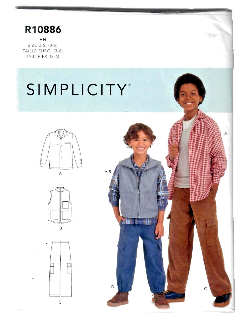 Simplicity S9201 / R10886 Children's and Boys' Shirt Vest & Pull-on Pants 3-6