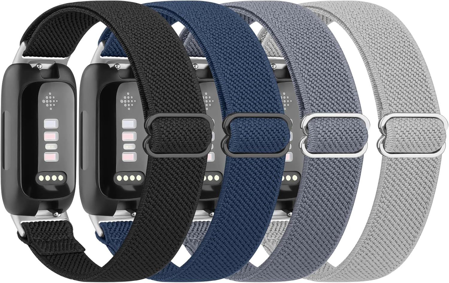 4 Pack Elastic Bands for Fitbit Inspire 3 Bands for Women Men, Soft Adjustable S