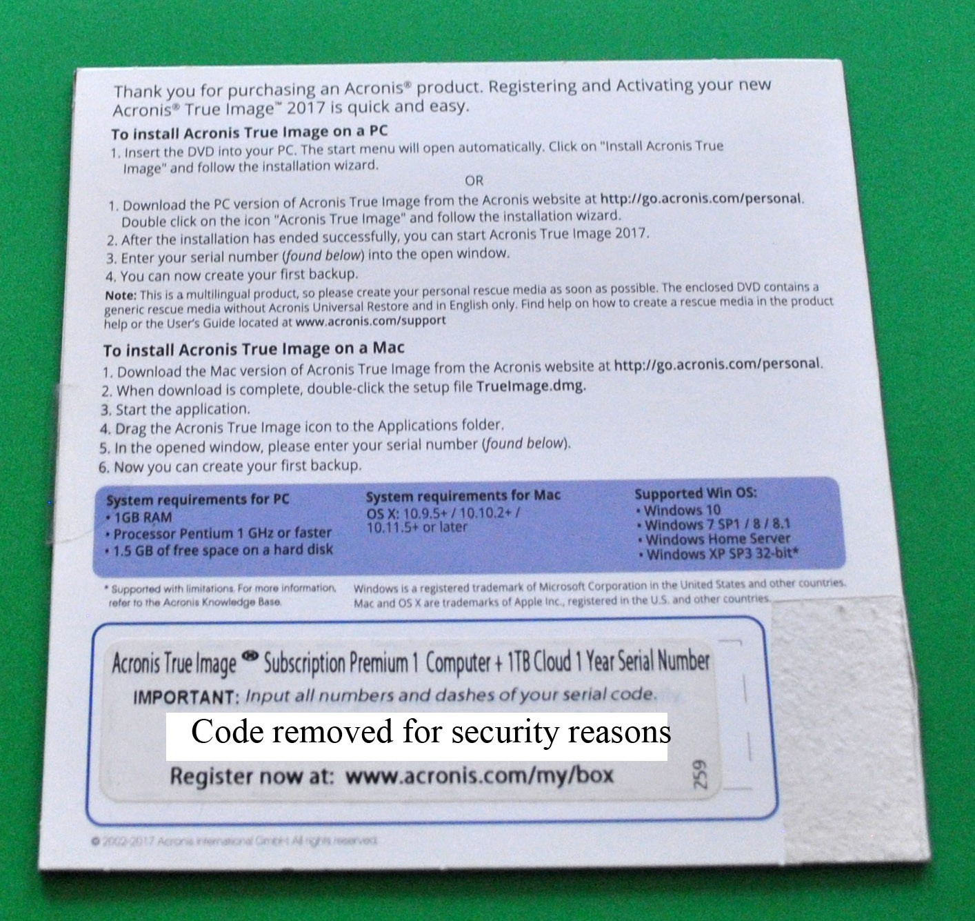 PHYSICAL VERSION | Acronis True Image 2017 | Physical CD & Key | NEW & SEALED