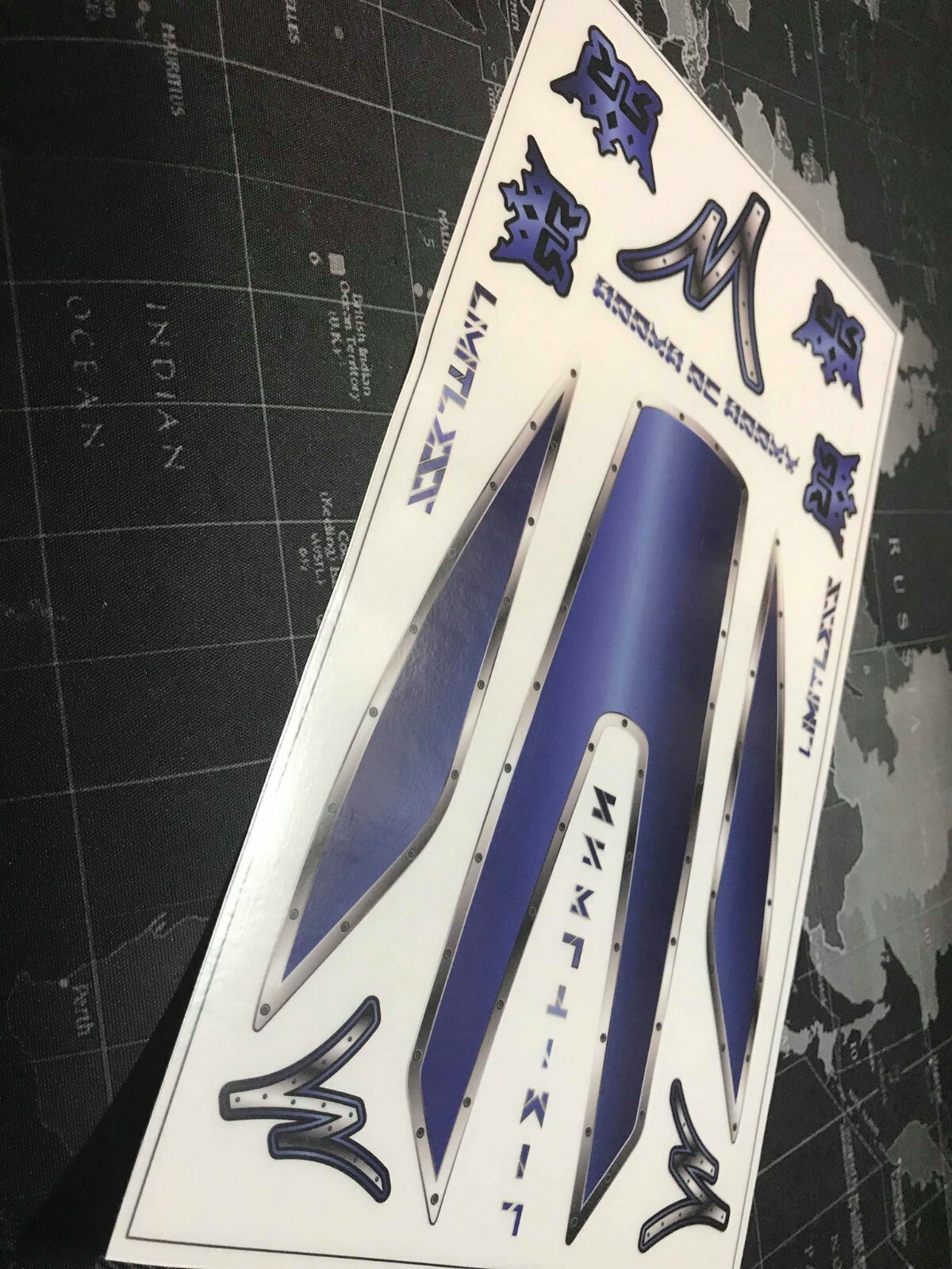 Arrma 1/7 Limitless Custom Window decal kit with extras (Dark Blue Ink)