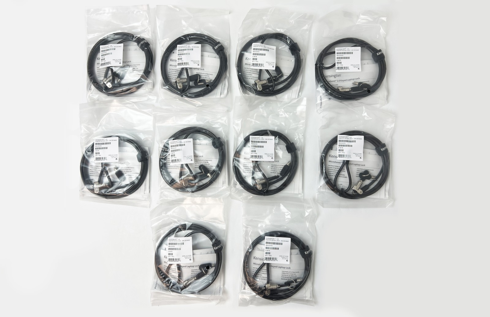 Lot of 10 Kensington MicroSaver 2.0 Keyed Laptop Lock - Master Keyed (K64434WW)