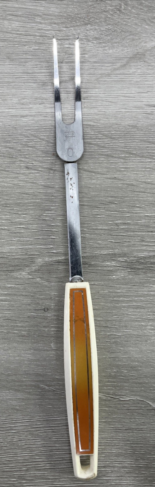 EKCO Carving Fork Chromium Plated with Red/Orange Ombré handle
