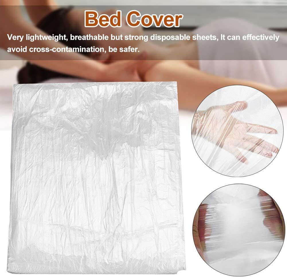 100 Pcs Disposable Plastic Bed Cover 35.4"x70.8" For Spa Massage Tattoos Bed