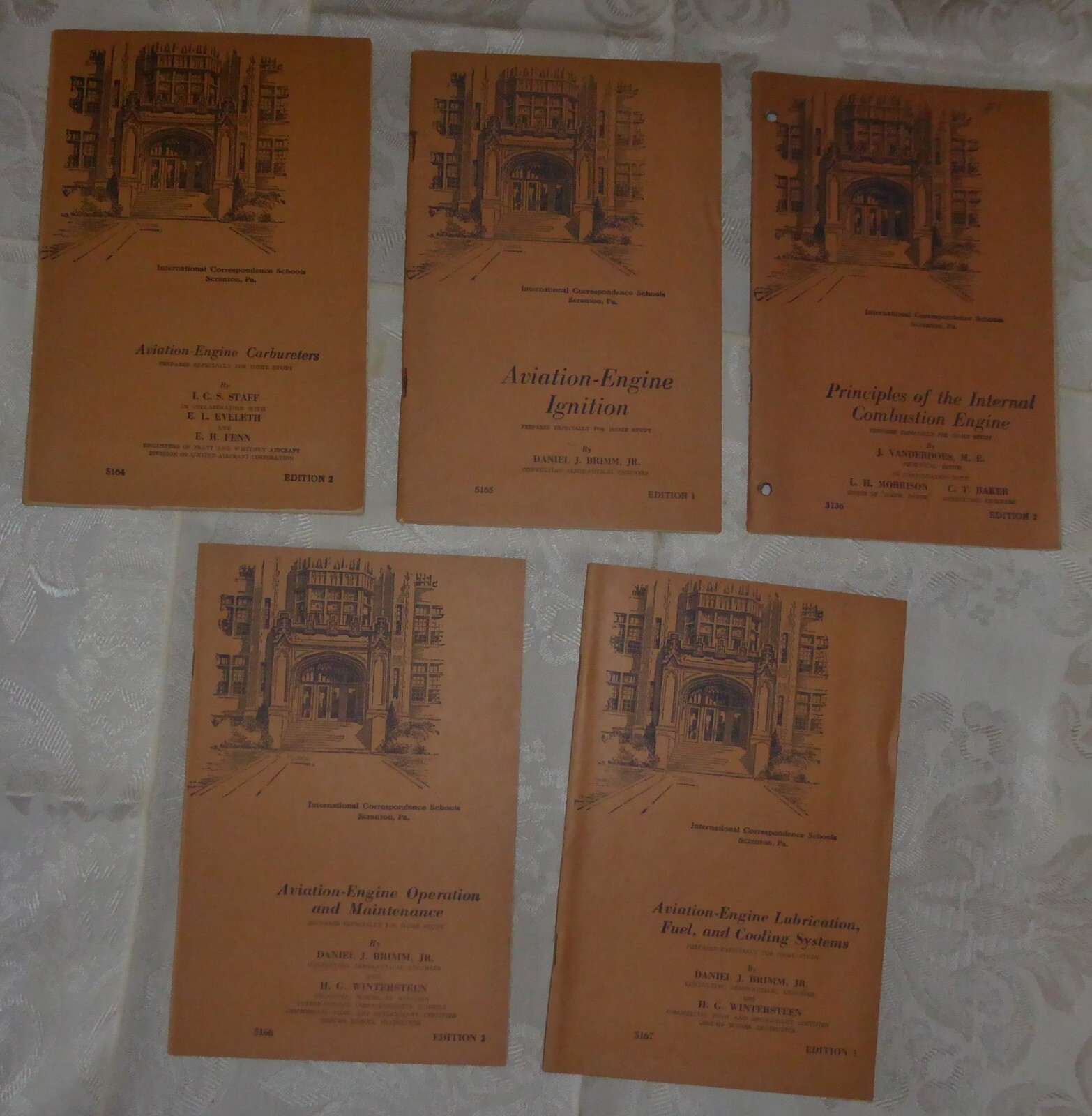 Lot of 5 Vintage Aviation Engine Home Study Booklets from 1945-1946