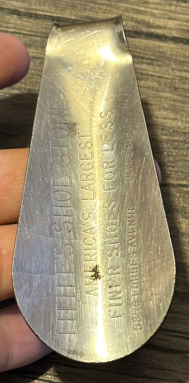 Vintage Little's Shoe Store Steel Shoehorn Pittsburgh PA Squirrel Hill RARE!!