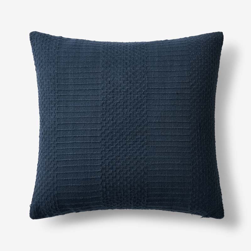 Textured Stripe Decorative Square Pillow Cover(Dark Blue)-TheCompanyStore|62579