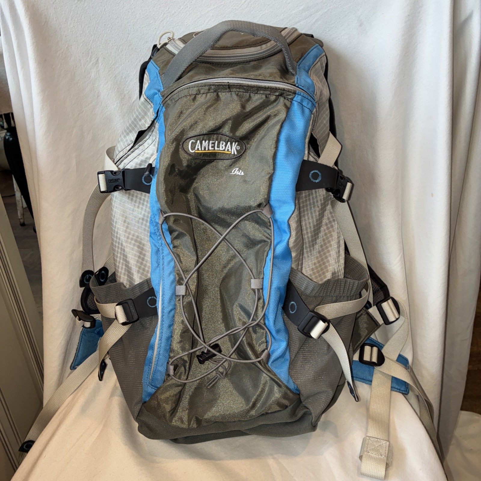 Camelbak ISIS Hydration Backpack Blue Grey Adjust Strap Day Pack W/ Bladder