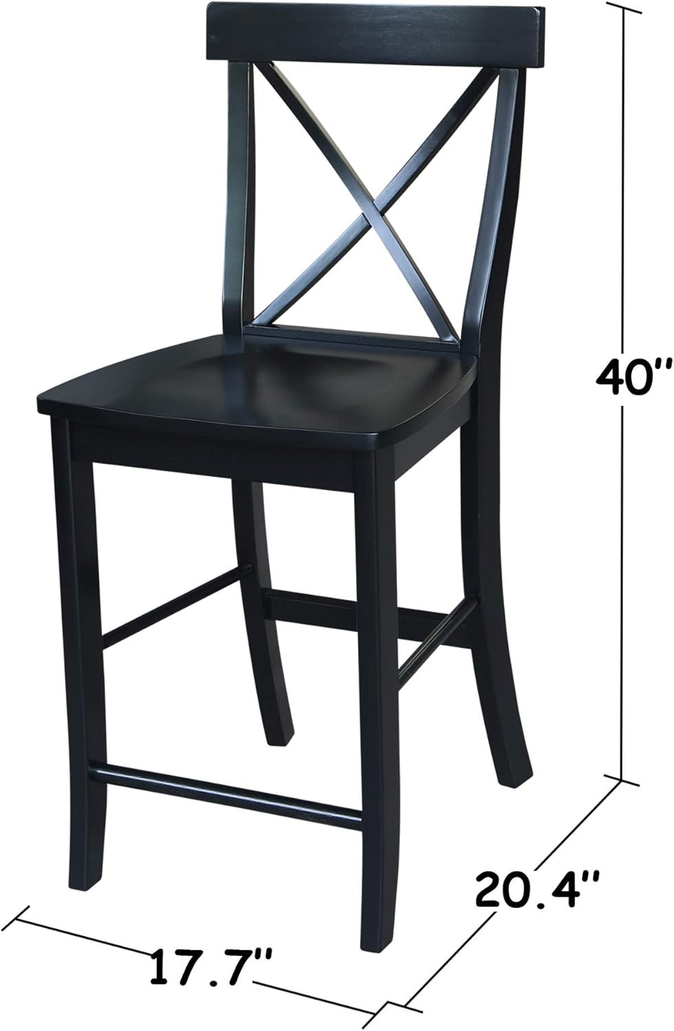 Chic Black X-Back Counter Stool - 24-Inch Seat Height for Modern Spaces
