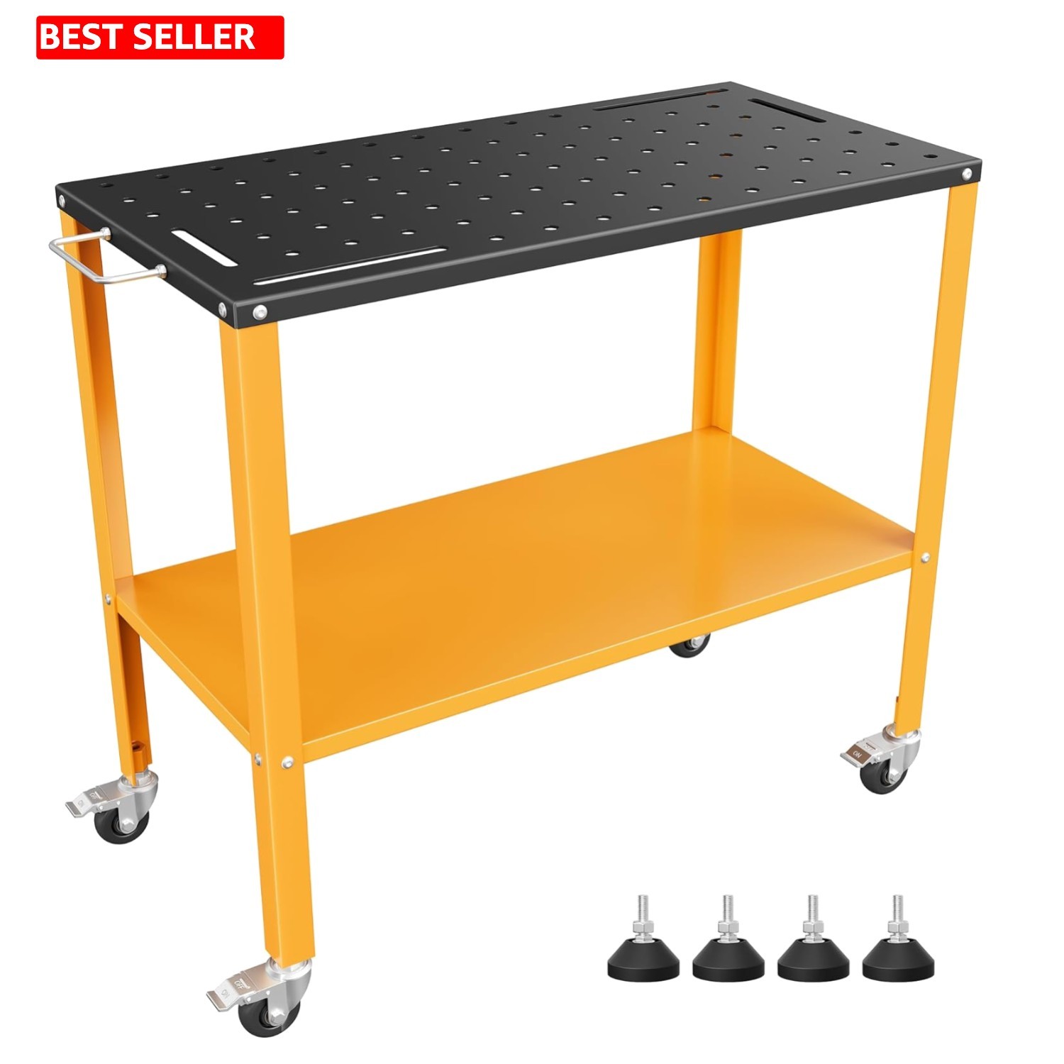 Mobile 1200 lbs Welding Table with Storage Tray - Black Oxide Finish Workbench
