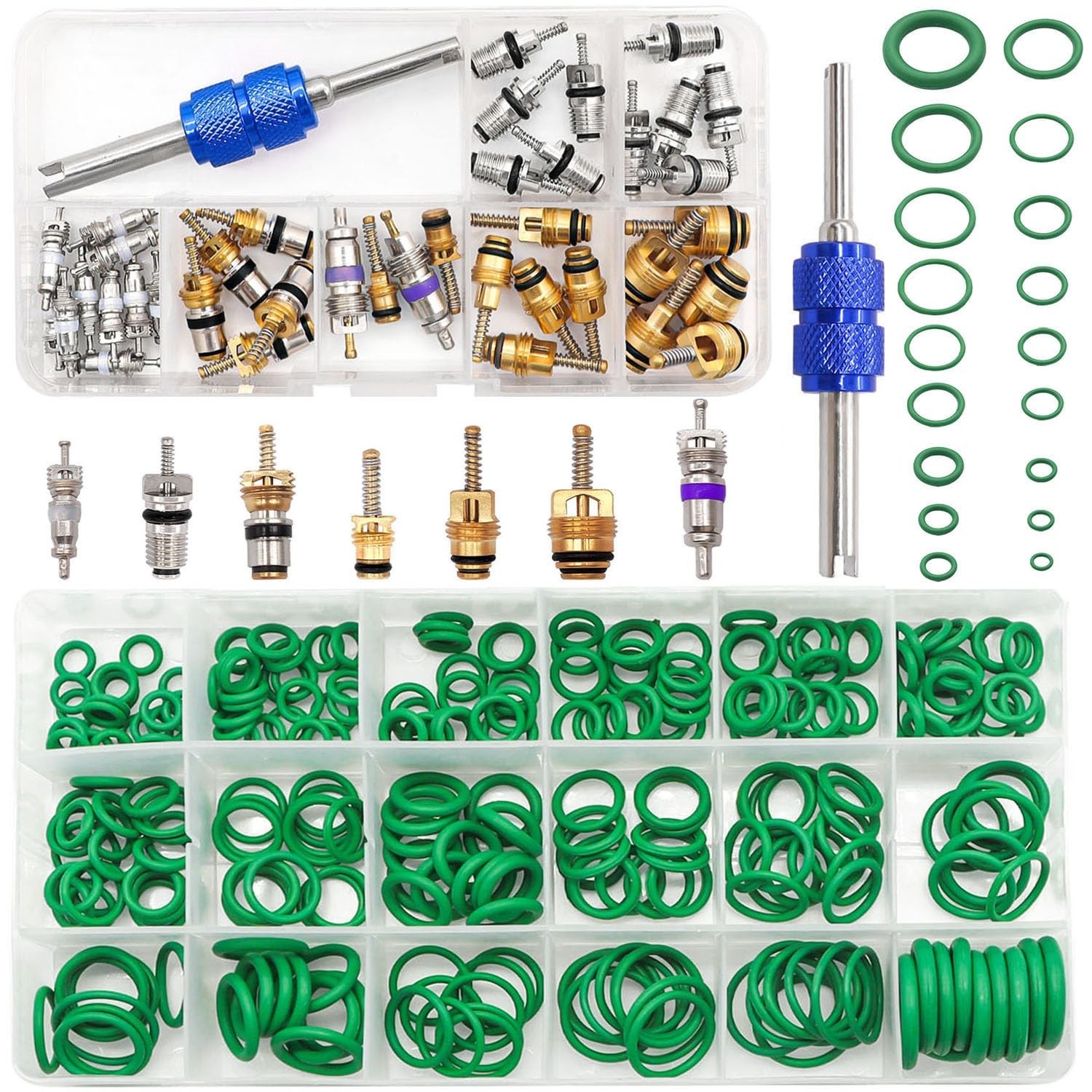 Taiss Car A/C Repair Kit 270PCS O-Ring Seals Kit + 40PCS A/C Valve Core Assortme
