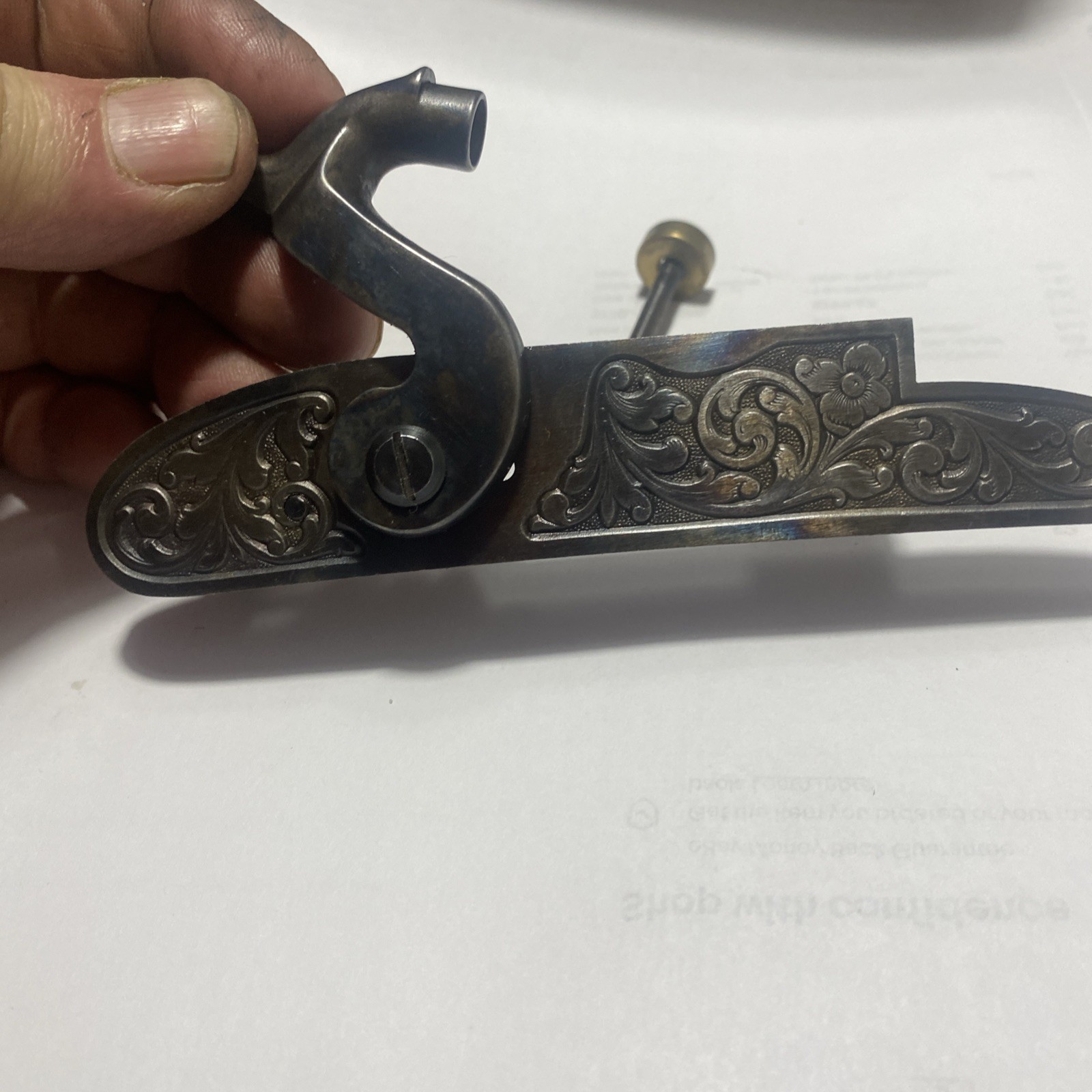 Investar,s engraved lock with brass bushing and bolt.