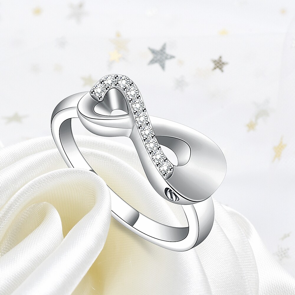 Infinity Ring Heart Shape Hold Loved Ones Ashes Cremation Urn Ring Finger Ring