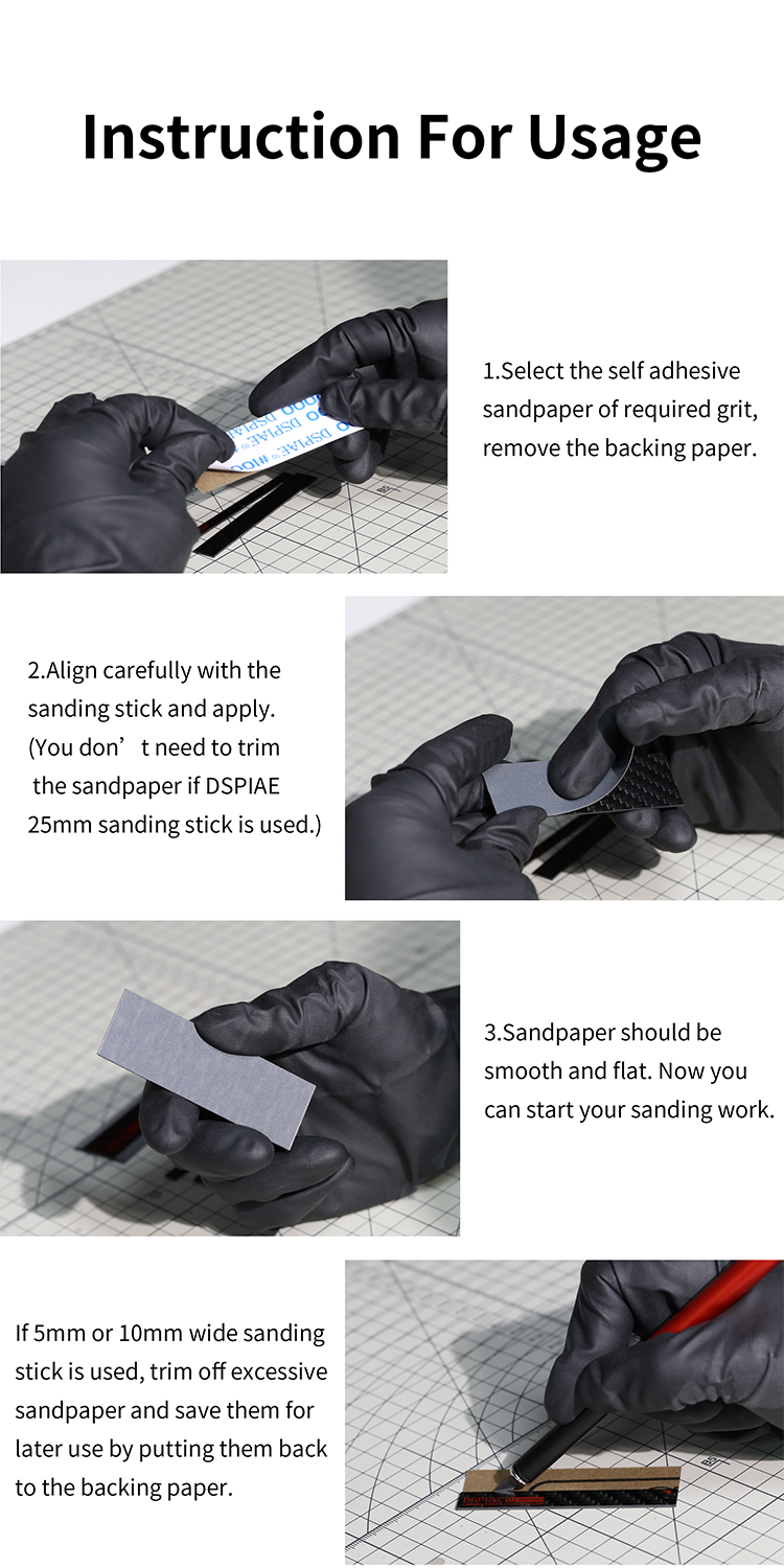 DSPIAE: Carbon Fiber Sanding Sticks & Pre-Cut Adhesive Sandpaper