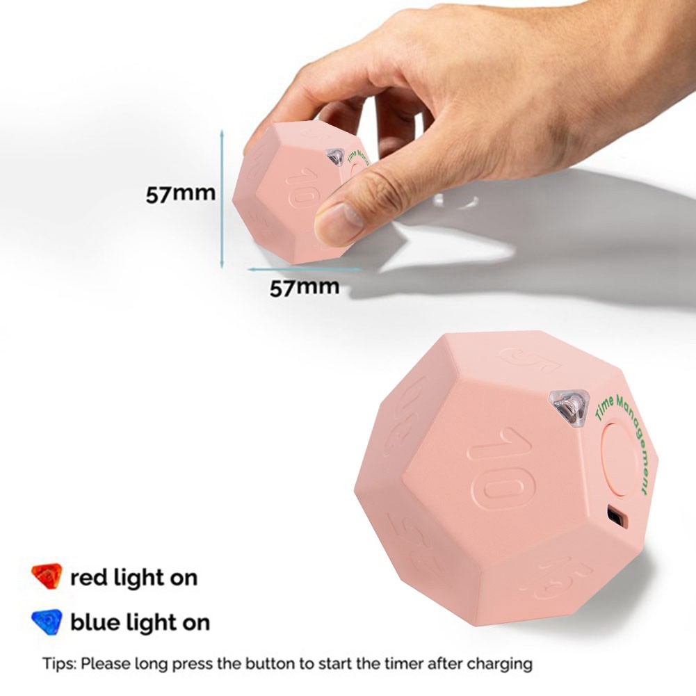 Timer Rotate Dodecagon Rechargeable Timer Sound Vibrate Light Alarm Flip4255
