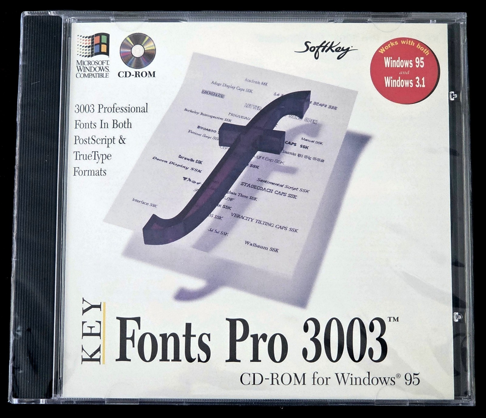 SoftKey Fonts Pro 3003 CD-ROM For Windows 95 - PostScript and TrueType - NEW