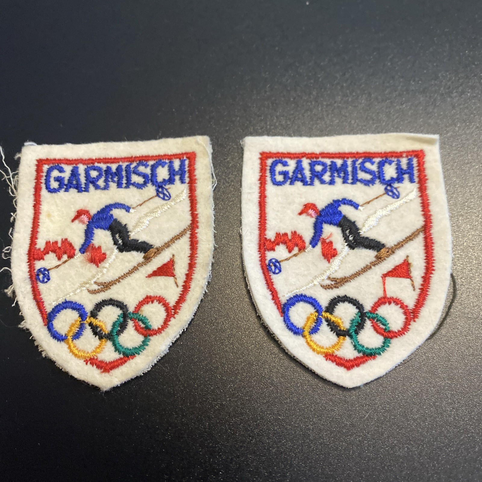 VTG Lot Of 2 GARMISCH Olympic Ski Sew On Felt Patches