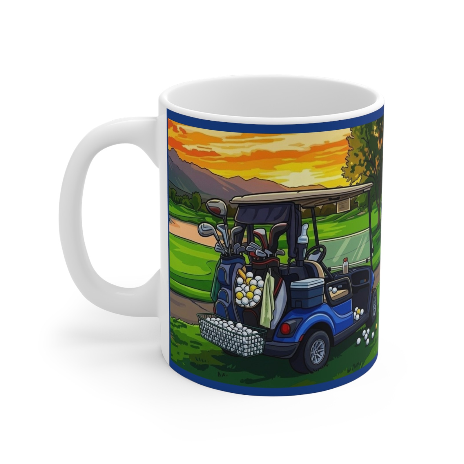 Sunset Golf Cart Mug | Golf Course Sunset Coffee Cup