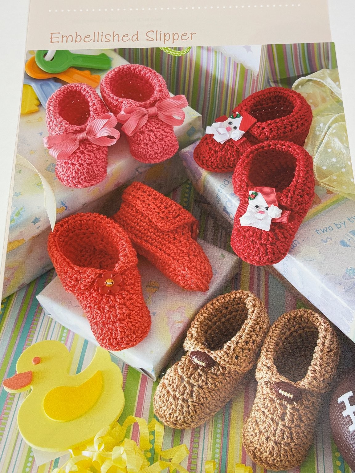 Embellished Slipper Crochet Pattern Baby Slippers Book Pages