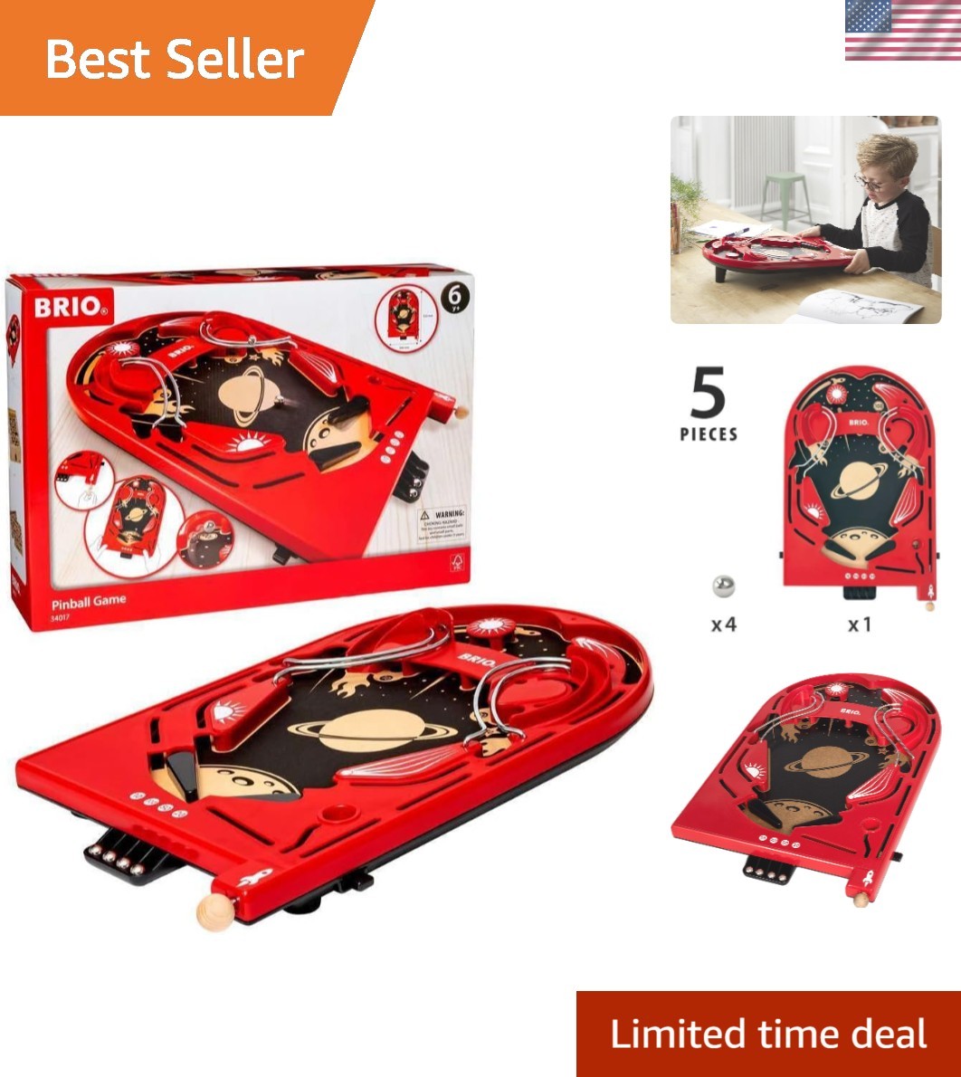 Portable Arcade-Style Pinball Game - Brain-Boosting Fun for Kids & Adults
