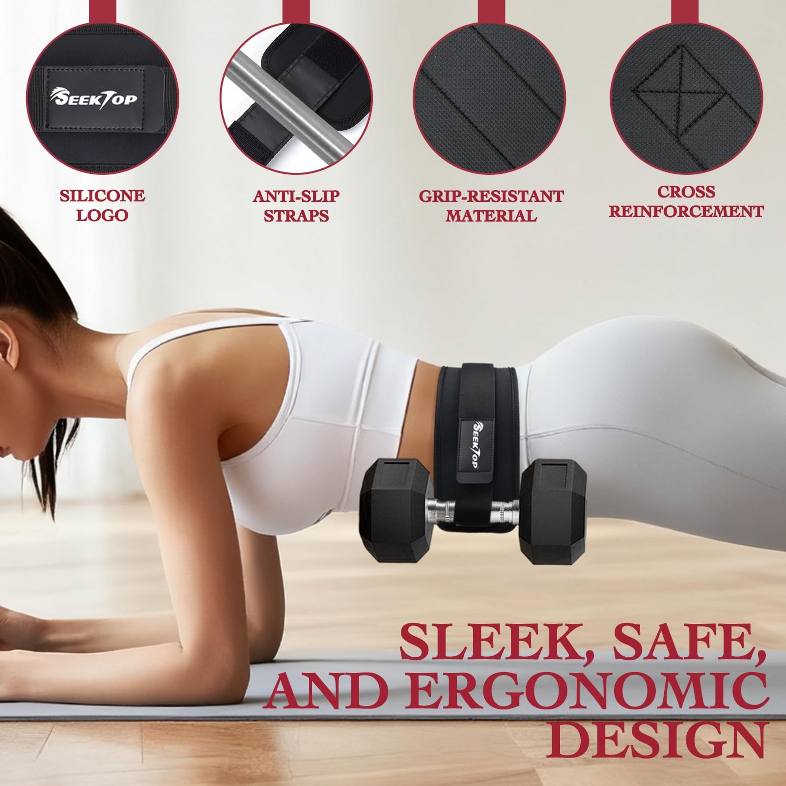 Adjustable Hip Thrust Belt Slip-Resistant Padding Booty Belts for Glutes - Fi...