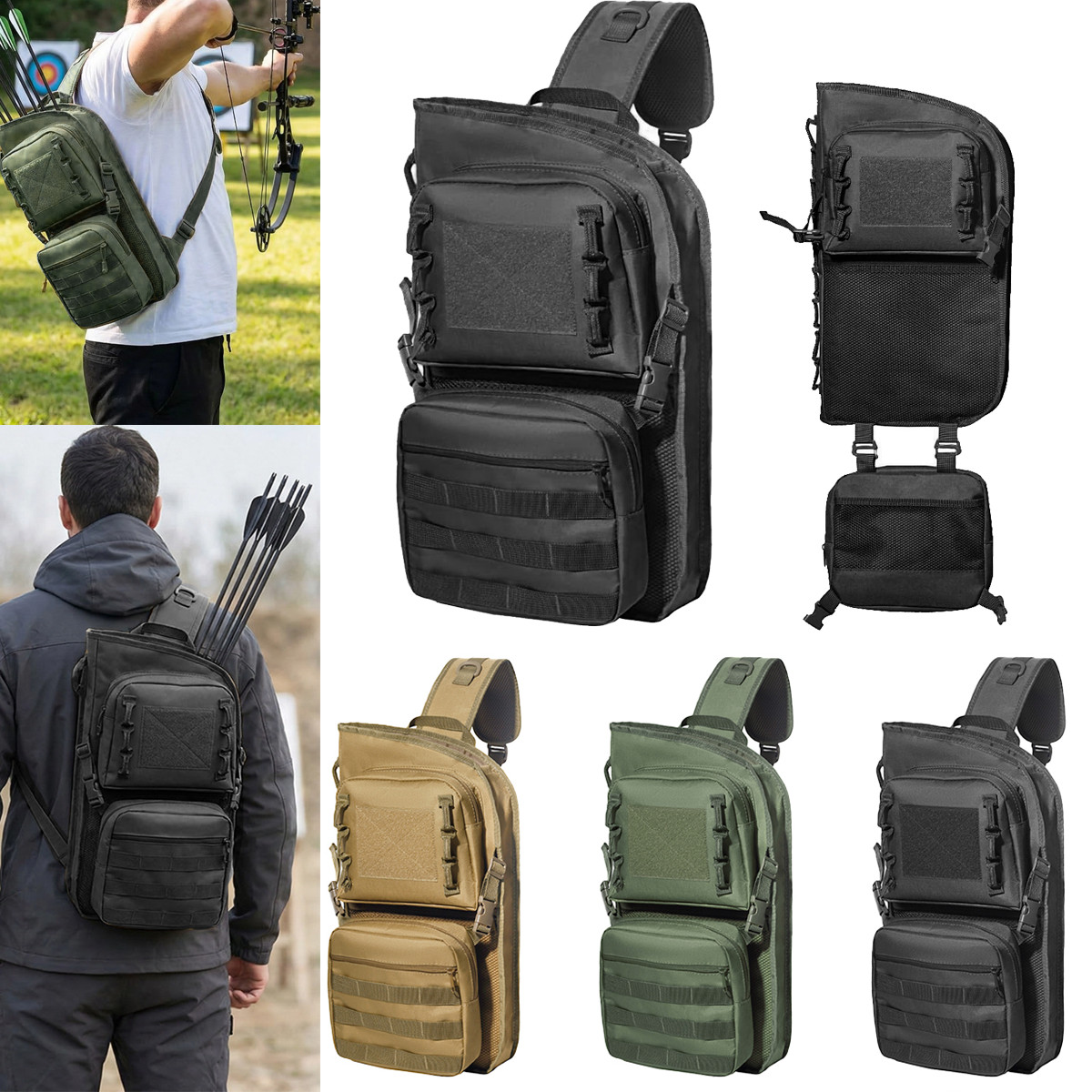 Expanded Archery Lightweight Back Arrow Quiver Molle System Arrows Bag Hunting