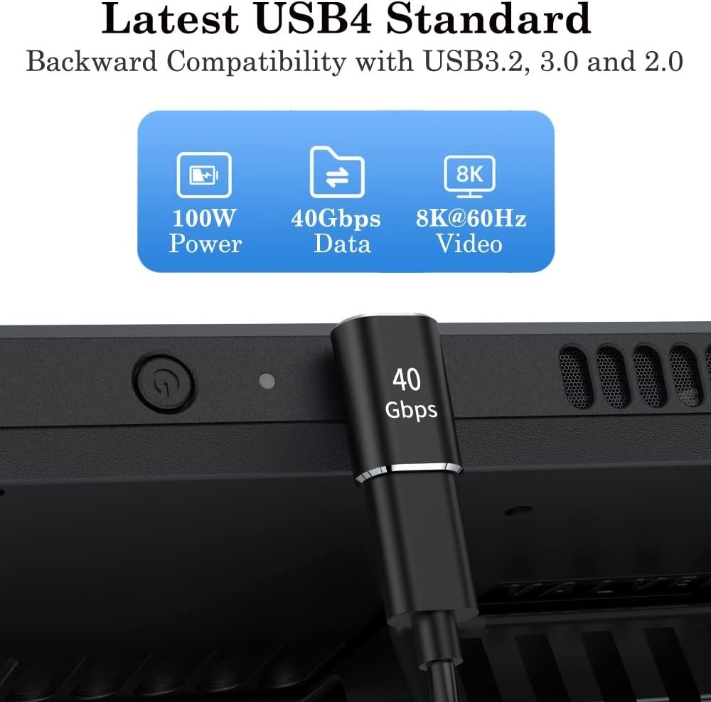 USB C 90 Degree Adapter, Right Angle L Shape USB Type C Male to Female (2 Pack)