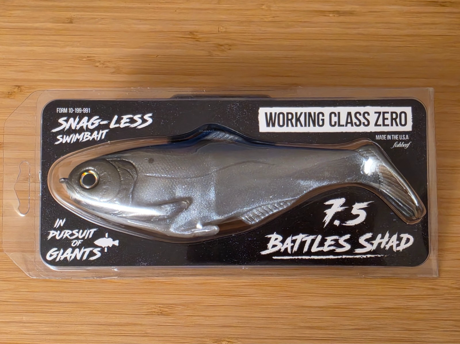 NEW WORKING CLASS ZERO, BATTLES SHAD 7.5, SILVER, ITEM IN HAND READY TO SHIP NOW