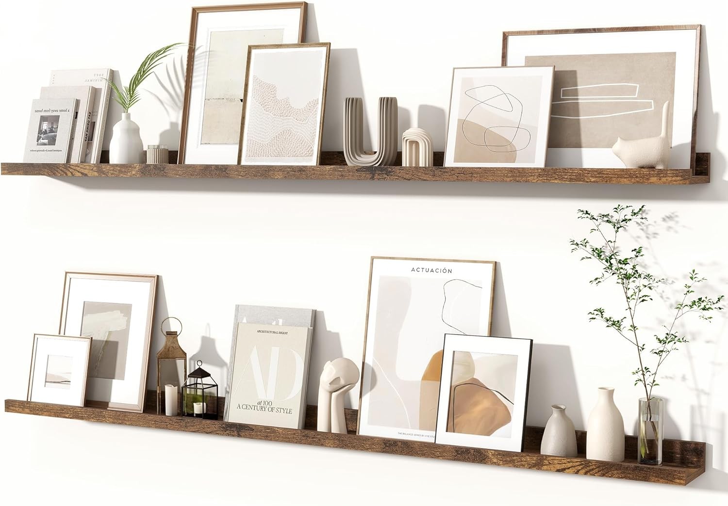 Picture Ledge Shelves Set of 2 55 Inch Rustic Wall Mounted Floating Shelves