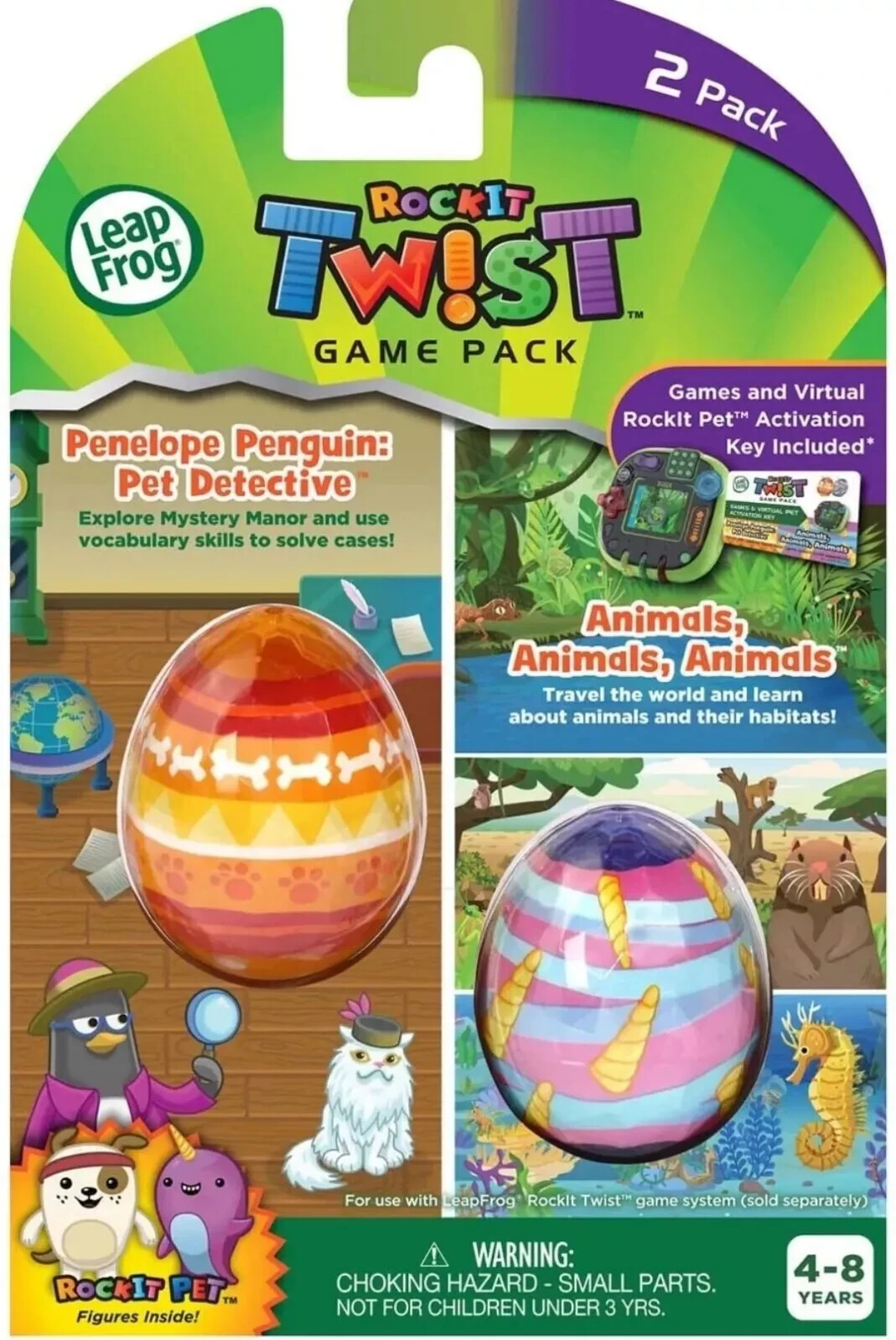 Leap Frog Rocket Twist 2 Pk Games Penelope Penguin Pet Detective & Animals New