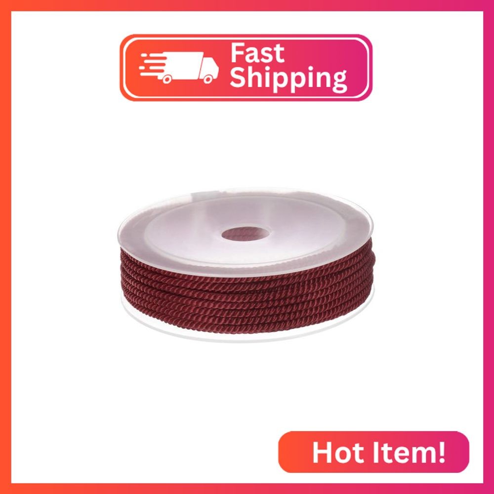 HARFINGTON Twisted Nylon Twine Thread Beading Cord 3mm 7M/23 Feet Extra-Strong B