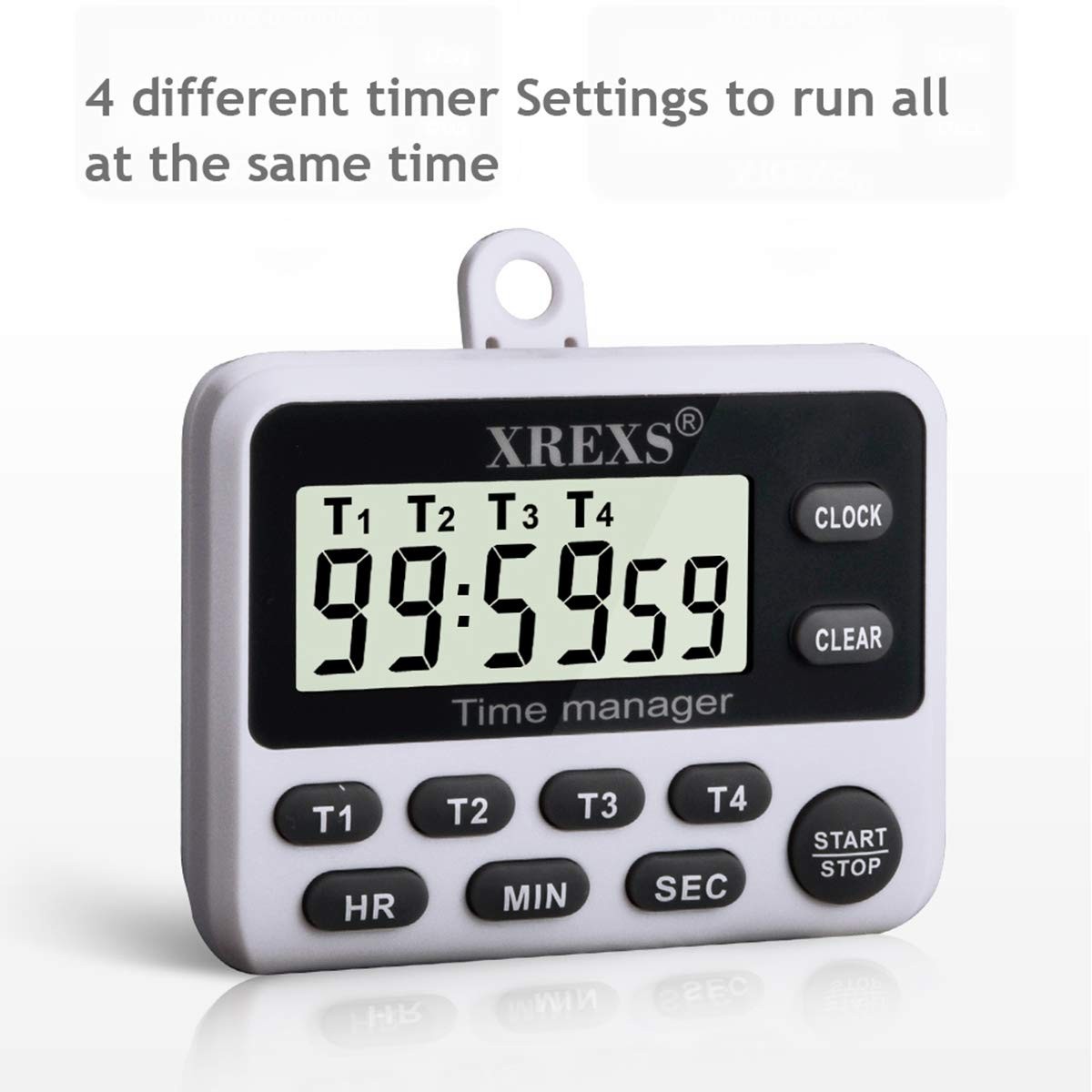 4-Channel Digital Kitchen Timer Clock with Large LCD Display, 4 Groups Simult...