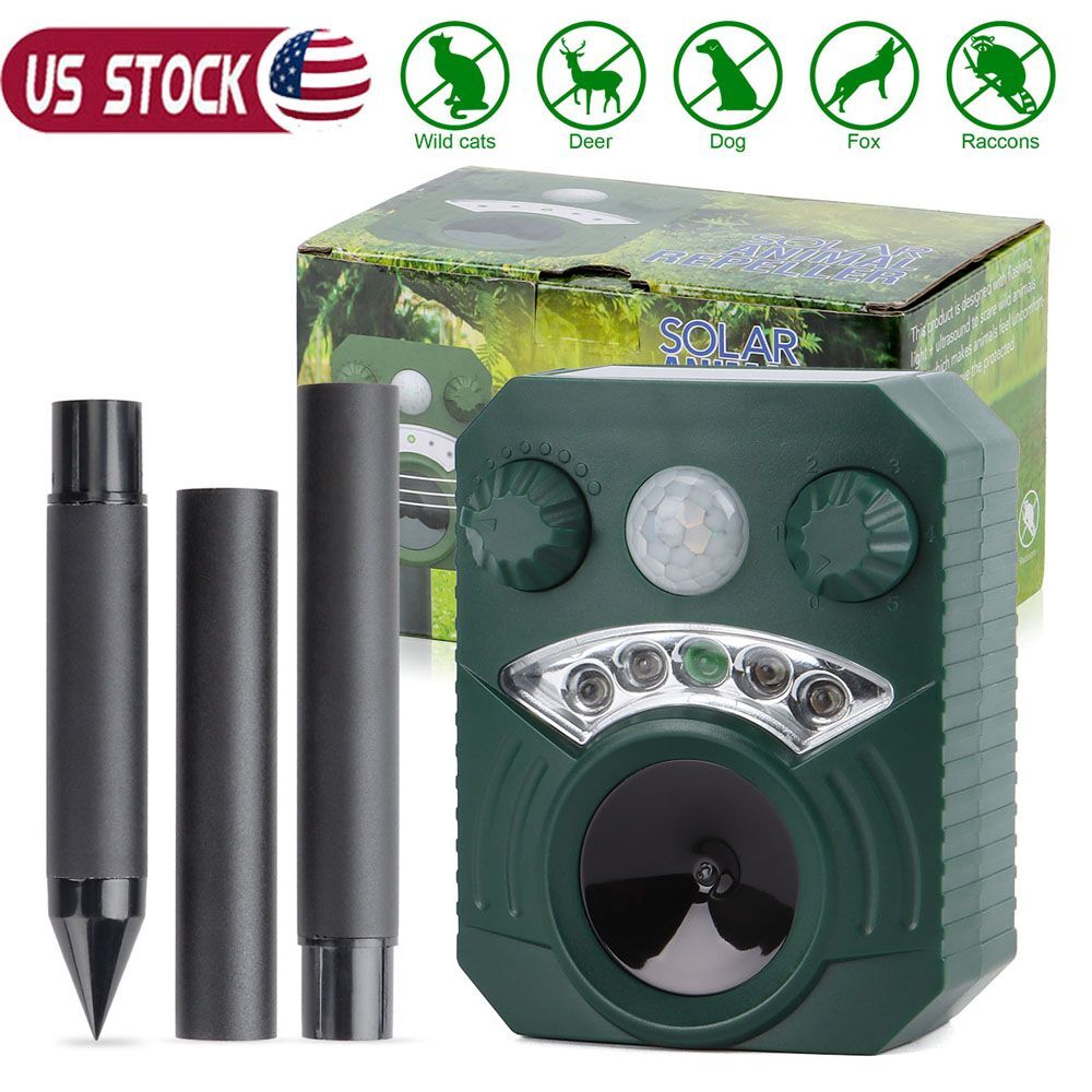 Ultrasonic Solar Cat Dog Repellent Fox Pest Scarer Deterrent Repeller Garden NEW
