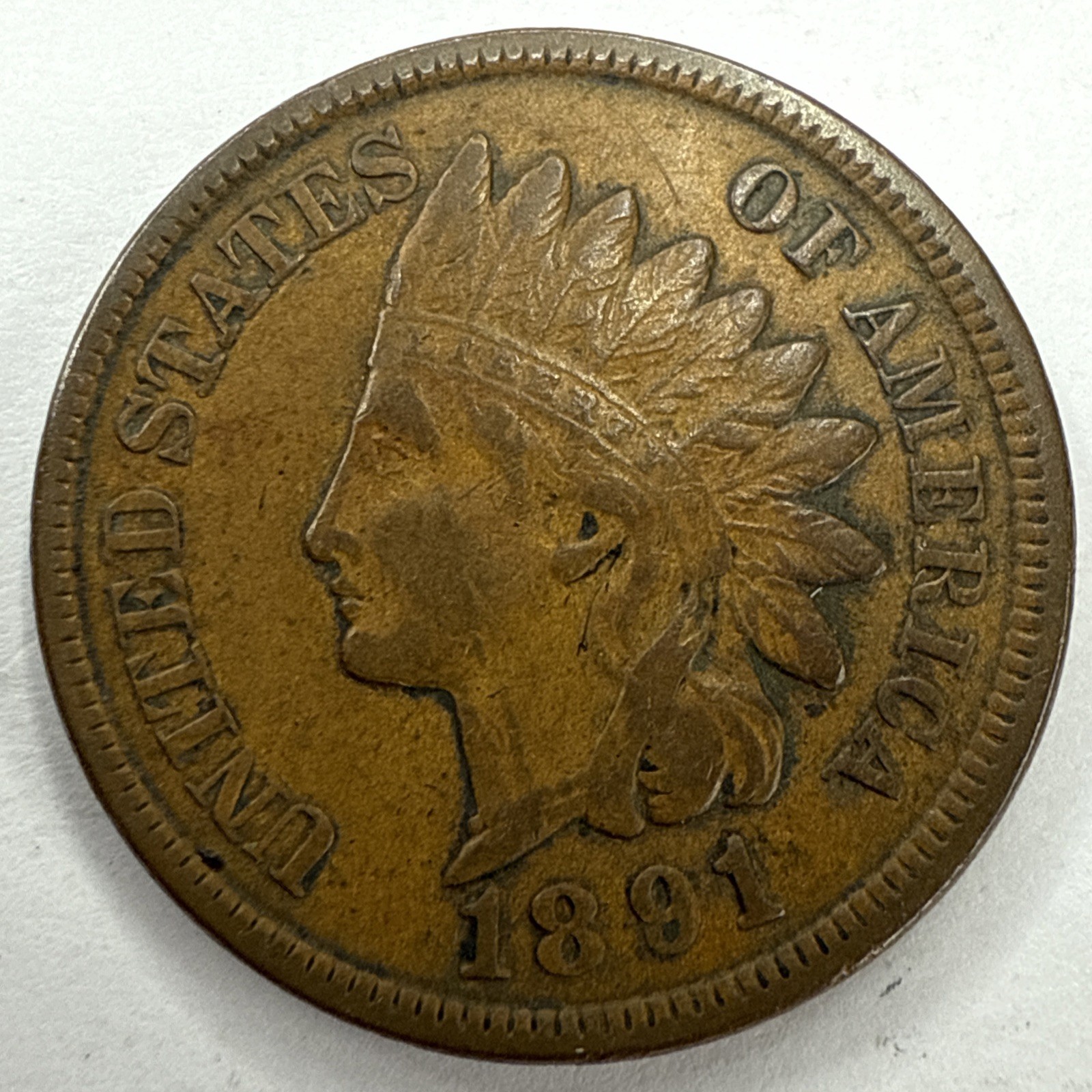1891 Indian Head Cent Exact Coin Imaged #IND2060