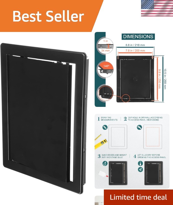 8" x 10" Black Plastic Access Panel - Service Shaft Door Panel for Plumbing, ...